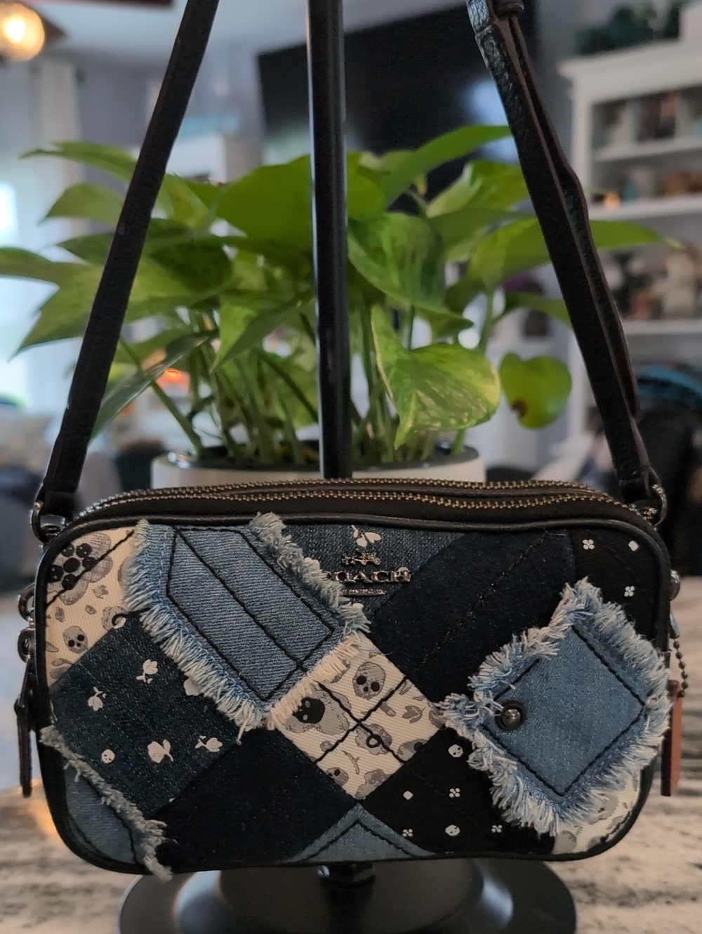 Coach Denim Patchwork Camera Crossbody Bag